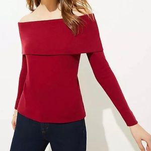 LOFT Ribbed Off the Shoulder Blouse Top XL
